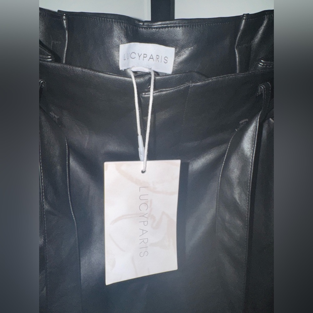 NWT- Lucy Paris Black Cropped Paperbag Pants - Picture 8 of 11